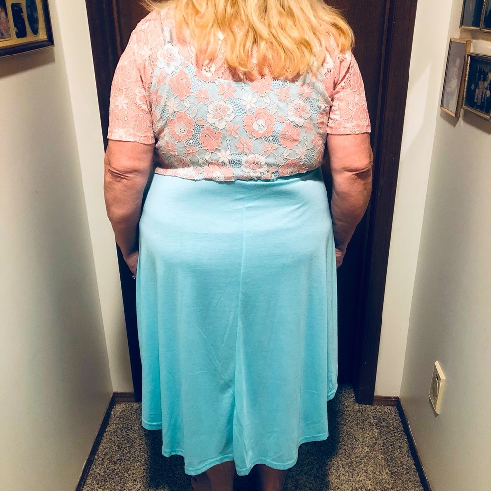 Rosegal Plus Size 3X(fits1X) 2 piece, Mint Dress Peach Lace Tie Crop, Maternity - Picture 6 of 16